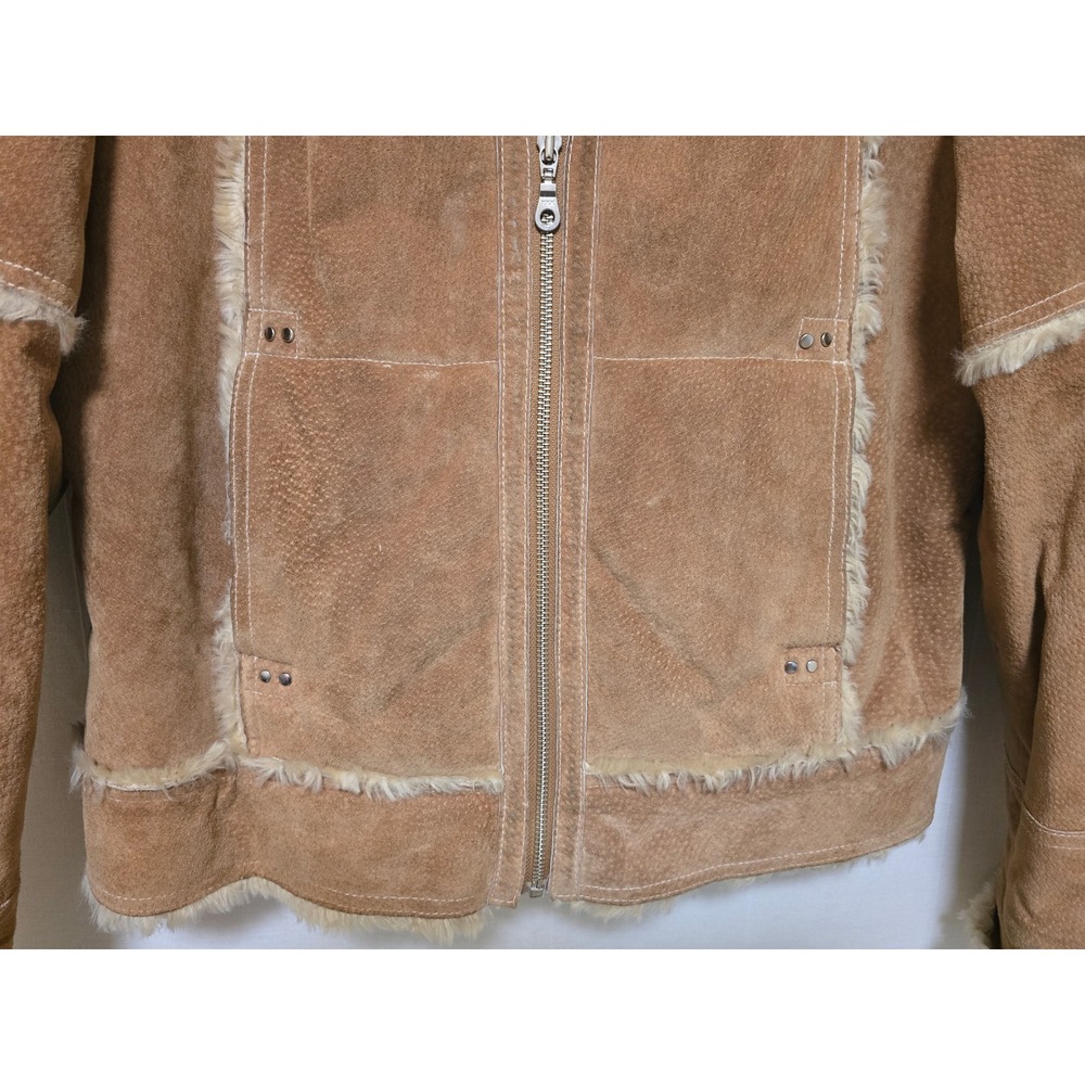 Wilson Leather Womens Vintage Suede Faux Shearling Lined Aviator Coat Size Large - Picture 3 of 12